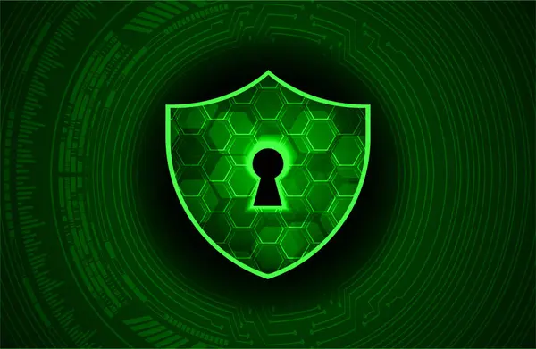 Cyber Security Concept Shield Keyhole Icon Digital Data Background Illustrates — Stock Vector