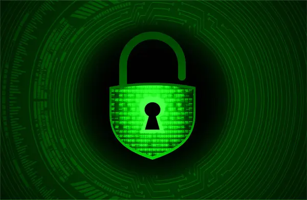 Zamknięta Kłódka Cyfrowym Tle Cyberbezpieczeństwo — Wektor stockowy
