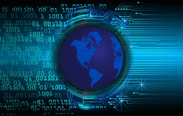 Dünya ikili devre kartı gelecek teknolojisi, mavi hud siber güvenlik kavramı arka planı
