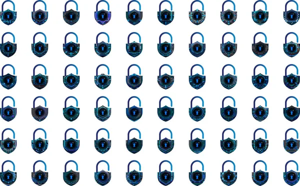 Beyaz arkaplanda asma kilit simgeleri ayarlandı