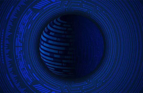 dijital teknoloji kavramı arka plan, fütüristik küreye sahip soyut arkaplan, mavi arkaplan, vektör illüstrasyonu