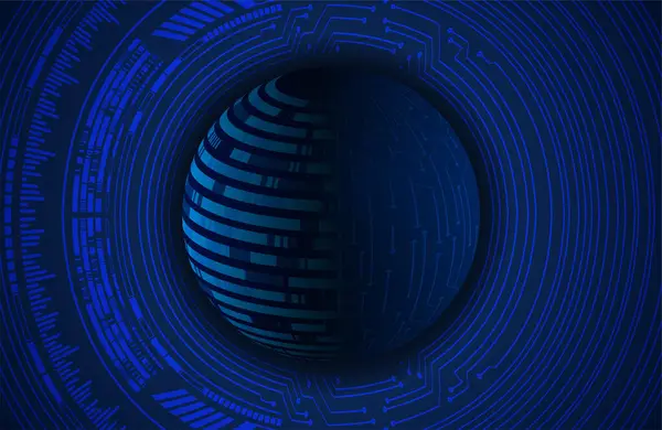 dijital teknoloji kavramı arka plan, fütüristik küreye sahip soyut arkaplan, mavi arkaplan, vektör illüstrasyonu