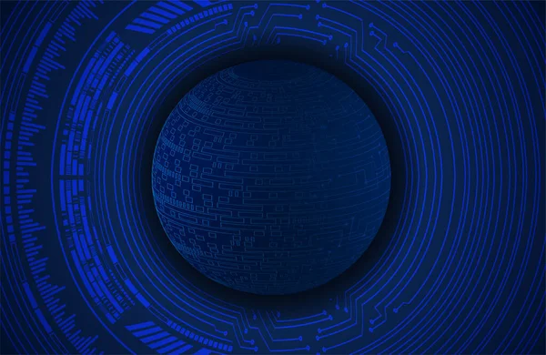デジタル技術の概念の背景 未来的な球 青い背景 ベクターのイラストが付いている抽象的な背景 — ストックベクタ