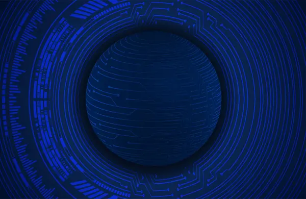 Fondo Tecnología Digital Círculo Azul Fondo Abstracto Con Esfera Futurista — Vector de stock