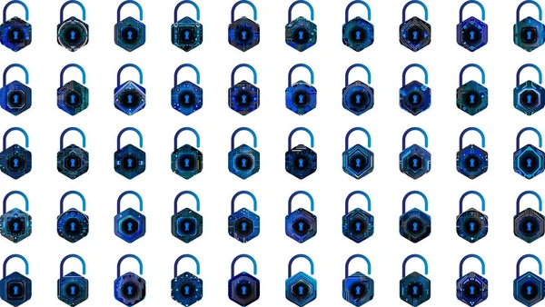 Beyaz arkaplanda asma kilit simgeleri ayarlandı