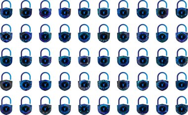 Beyaz arkaplanda asma kilit simgeleri ayarlandı