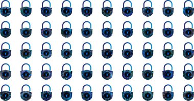 Beyaz arkaplanda asma kilit simgeleri ayarlandı