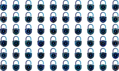 Beyaz arkaplanda asma kilit simgeleri ayarlandı