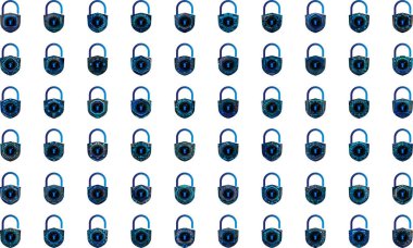 Beyaz arkaplanda asma kilit simgeleri ayarlandı