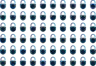 Beyaz arkaplanda asma kilit simgeleri ayarlandı