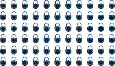 Beyaz arkaplanda asma kilit simgeleri ayarlandı