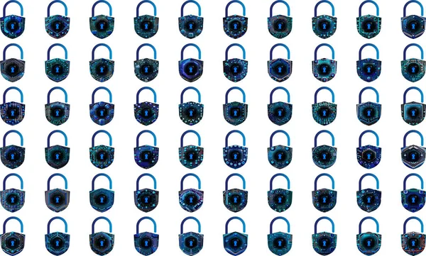 Beyaz arkaplanda asma kilit simgeleri ayarlandı