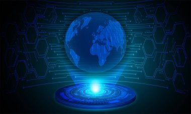Mavi dünya siber devre gelecekteki teknoloji kavramı