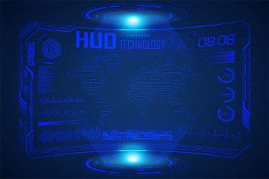 Fütüristik sanal hud arayüzü tasarımı, hud arayüzü. Teknoloji ve dijital arayüz kavramı. vektör illüstrasyonu.