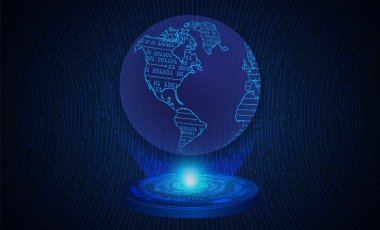 Mavi dünya siber devre gelecekteki teknoloji kavramı