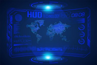 Kullanıcı arayüzü, sanal gerçeklik, teknoloji ve bilim konsepti, vektör illüstrasyonu ile geleceksel hud arayüzü