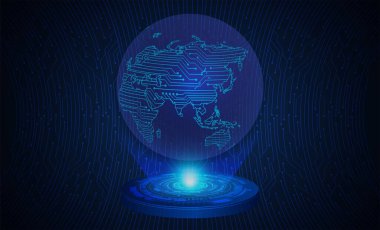 Mavi dünya siber devre gelecekteki teknoloji kavramı