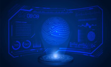 Ekrandaki hologram ve dünya ile gelecekteki kullanıcı arayüzü