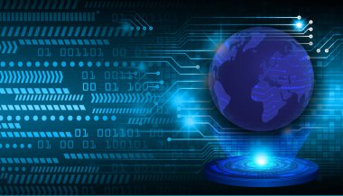 soyut teknoloji arka plan, dünya, bilgisayar çipi ve devre kartı.