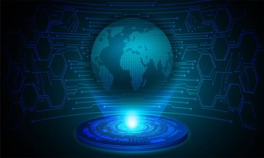 Mavi dünya siber devre gelecekteki teknoloji kavramı