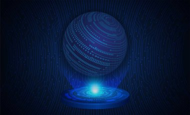 Mavi dünya siber devre gelecekteki teknoloji kavramı