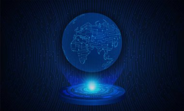 Mavi dünya siber devre gelecekteki teknoloji kavramı