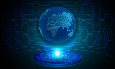 Mavi dünya siber devre gelecekteki teknoloji kavramı
