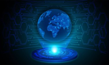 Mavi dünya siber devre gelecekteki teknoloji kavramı