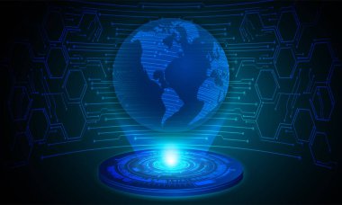 Mavi dünya siber devre gelecekteki teknoloji kavramı