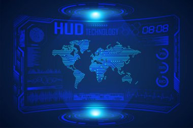 Hologram hologramıyla geleceksel mavi hud arayüzü