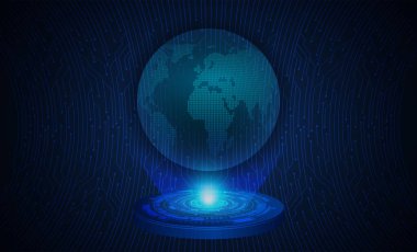 Mavi dünya siber devre gelecekteki teknoloji kavramı