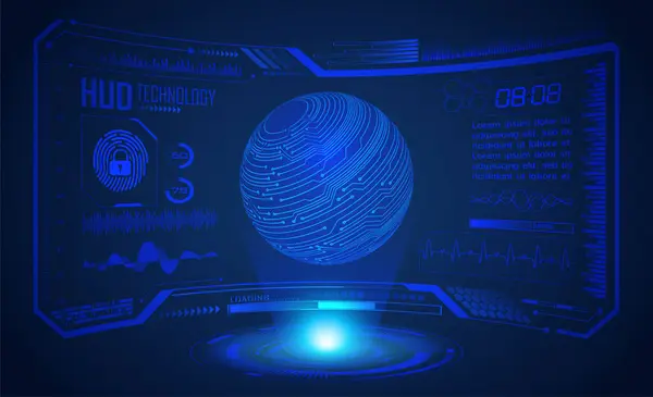 Hud World Circuit Board Future Technologie Hud Bleu Concept Cybersécurité — Image vectorielle