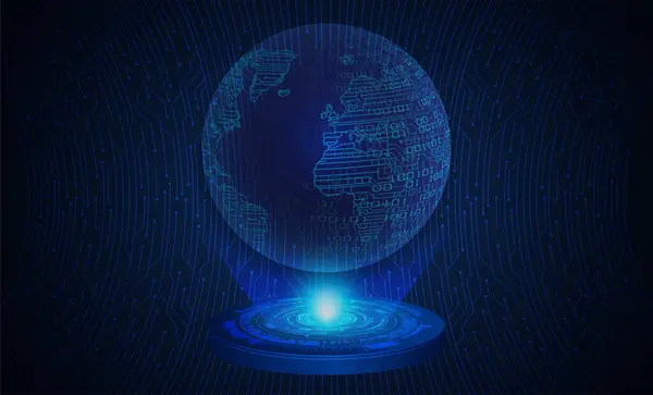 Mundo Azul Cyber Circuito Futuro Tecnología Concepto Fondo — Vector de stock