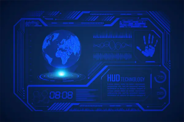 Światowa Technologia Układów Scalonych Hud Tło Koncepcji Bezpieczeństwa Cybernetycznego Niebieskim — Wektor stockowy