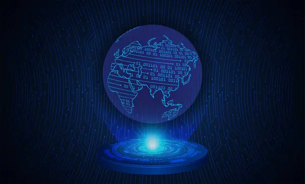 Blaue Welt Cyber Schaltung Zukunft Technologie Konzept Hintergrund — Stockvektor
