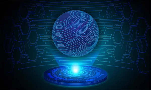 Mundo Azul Cyber Circuito Futuro Tecnología Concepto Fondo — Vector de stock