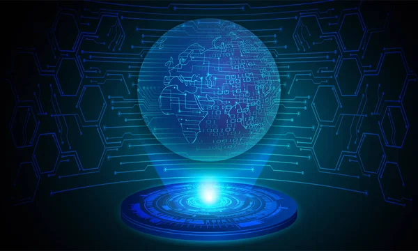 Синій Світ Кібернетична Схема Майбутнє Технології Концепції Фон — стоковий вектор