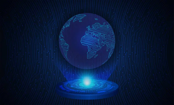 Blå Värld Cyber Krets Framtida Teknik Koncept Bakgrund — Stock vektor