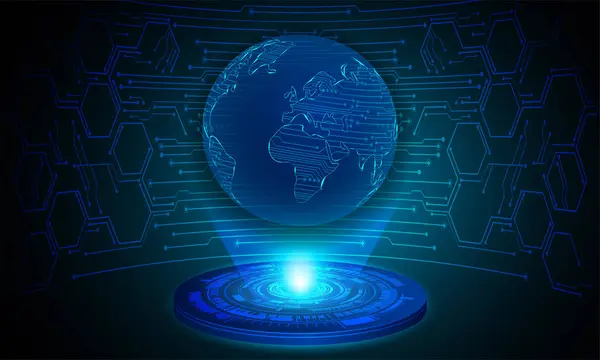 Синій Світ Кібернетична Схема Майбутнє Технології Концепції Фон — стоковий вектор