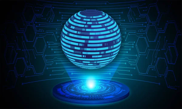 Mundo Azul Cyber Circuito Futuro Tecnología Concepto Fondo — Archivo Imágenes Vectoriales
