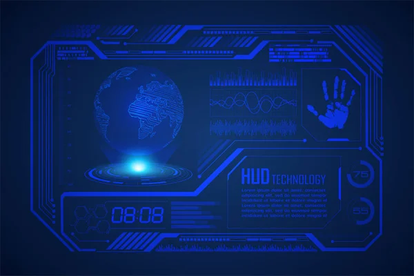 Hud World Card Technology Future Синий Фон Концепции Кибербезопасности — стоковый вектор
