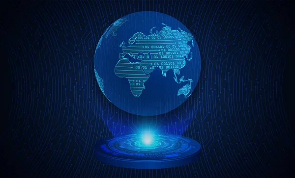 Modrý Svět Kybernetický Obvod Budoucí Technologie Koncept Pozadí — Stockový vektor
