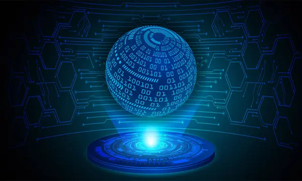 Blue World Cyber Circuit Toekomstige Technologie Concept Achtergrond — Stockvector