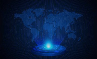 Mavi dünya siber devre gelecekteki teknoloji kavramı