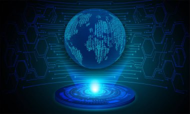 Mavi dünya siber devre gelecekteki teknoloji kavramı