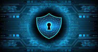 siber güvenlik kavramı kalkan ve ikili kod ile