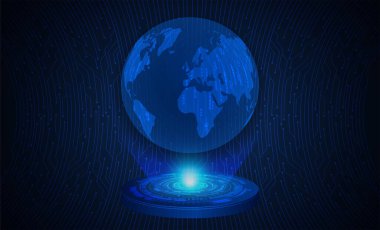 Mavi dünya siber devre gelecekteki teknoloji kavramı