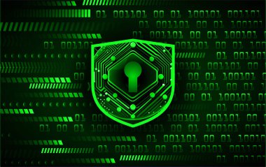 Kalkan ve elektronik kodlu soyut bir arkaplan. vektör illüstrasyonu