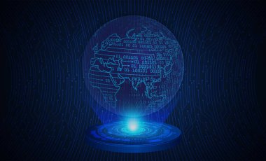 Mavi dünya siber devre gelecekteki teknoloji kavramı