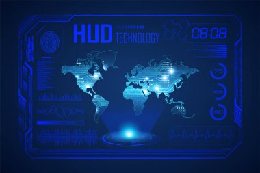 Mavi yazıtlı fütüristik kavram.